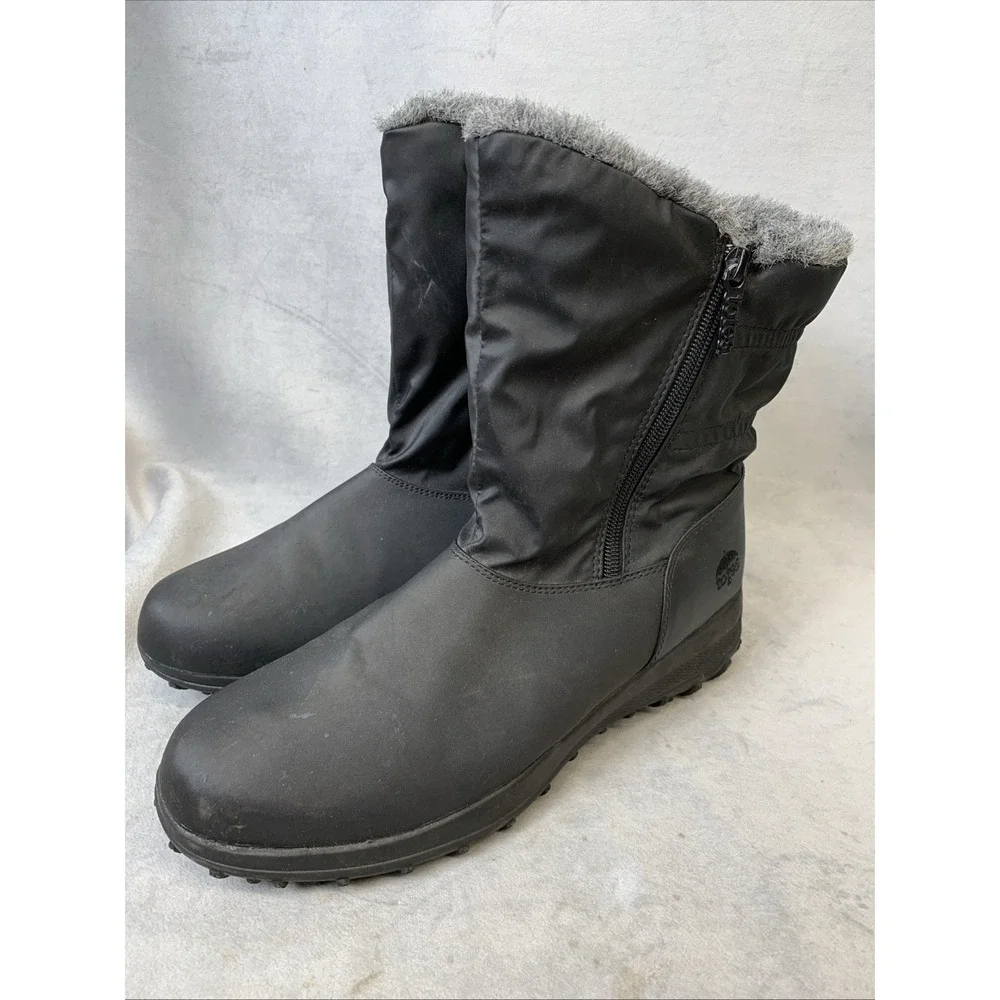 Totes Snow Boots Women's Size 10 M Rikki Black Faux‎ Fur Lined Zip Up